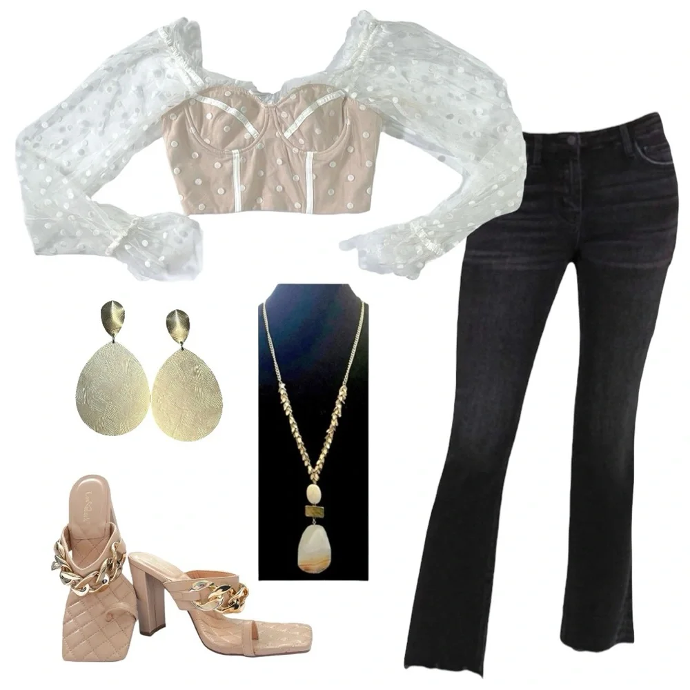 White Sheer Polka Dot Top - Picture 9 of 12